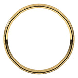 10K Yellow Gold Milgrain Domed Light Comfort Fit Wedding Band, 2.5 mm Wide