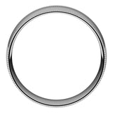 10K White Gold Milgrain Domed Light Comfort Fit Wedding Band, 7 mm Wide