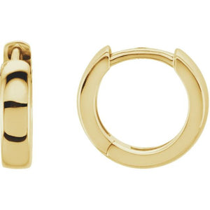 14K Yellow Gold Hinged Hoop Earrings, Round Profile