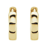 14K Yellow Gold Hinged Hoop Earrings, Round Profile