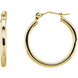 14K Yellow Gold 2 mm Wide Medium/Large Hoop Earrings