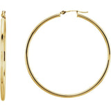 14K Yellow Gold 2 mm Wide Medium/Large Hoop Earrings