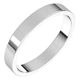 10K White Gold Flat Wedding Band, 3 mm Wide