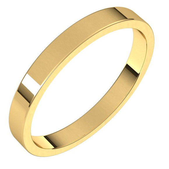 14K Yellow Gold Flat Wedding Band, 2.5 mm Wide