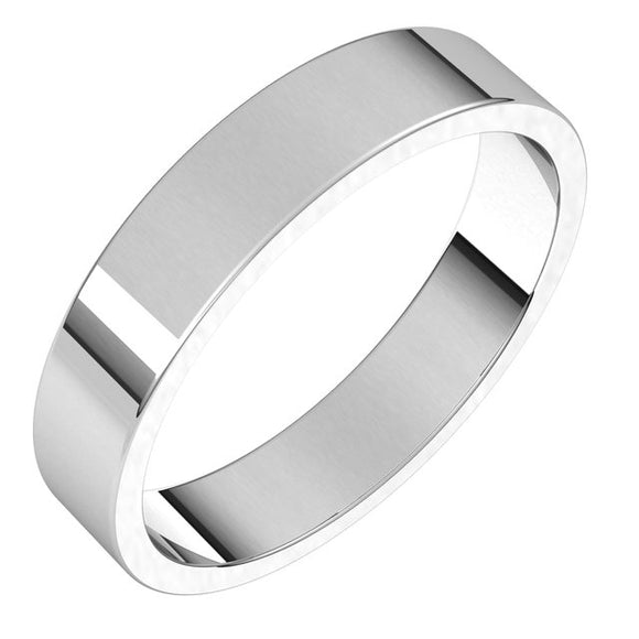 Sterling Silver Flat Wedding Band, 4 mm Wide