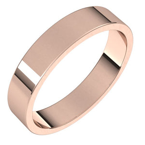 10K Rose Gold Flat Wedding Band, 4 mm Wide