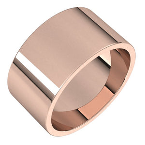 18K Rose Gold Flat Wedding Band, 10 mm Wide