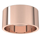 18K Rose Gold Flat Wedding Band, 10 mm Wide