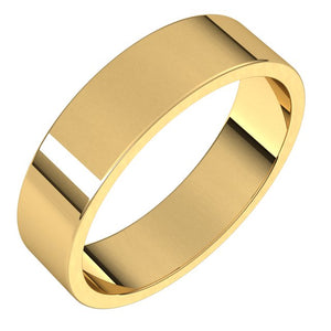 14K Yellow Gold Flat Wedding Band, 5 mm Wide