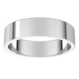 18K White Gold Flat Wedding Band, 5 mm Wide