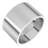 10K White Gold Flat Wedding Band, 12 mm Wide