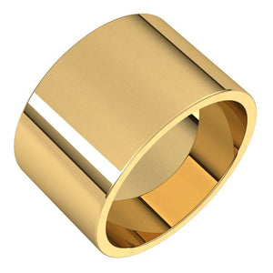 10K Yellow Gold Flat Wedding Band, 12 mm Wide