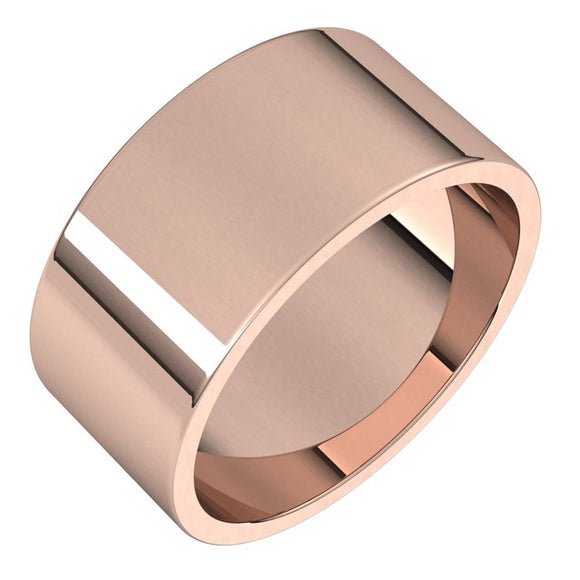 18K Rose Gold Flat Wedding Band, 9 mm Wide