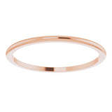 14K Rose Gold Half Round Wedding Band, 1 mm Wide