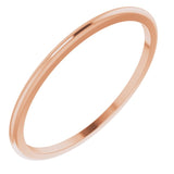 14K Rose Gold Half Round Wedding Band, 1 mm Wide