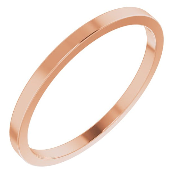 14K Rose Gold Flat Wedding Band, 1.5 mm Wide