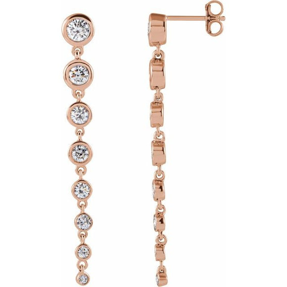 14K Rose Gold 1 3/4 CTW Lab Grown Diamond Dangle Earrings