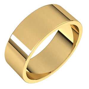 18K Yellow Gold Flat Wedding Band, 7 mm Wide