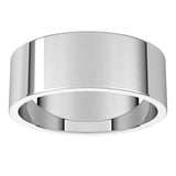 18K White Gold Flat Wedding Band, 7 mm Wide