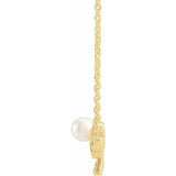 Cultured White Akoya Pearl 18" Bow Necklace